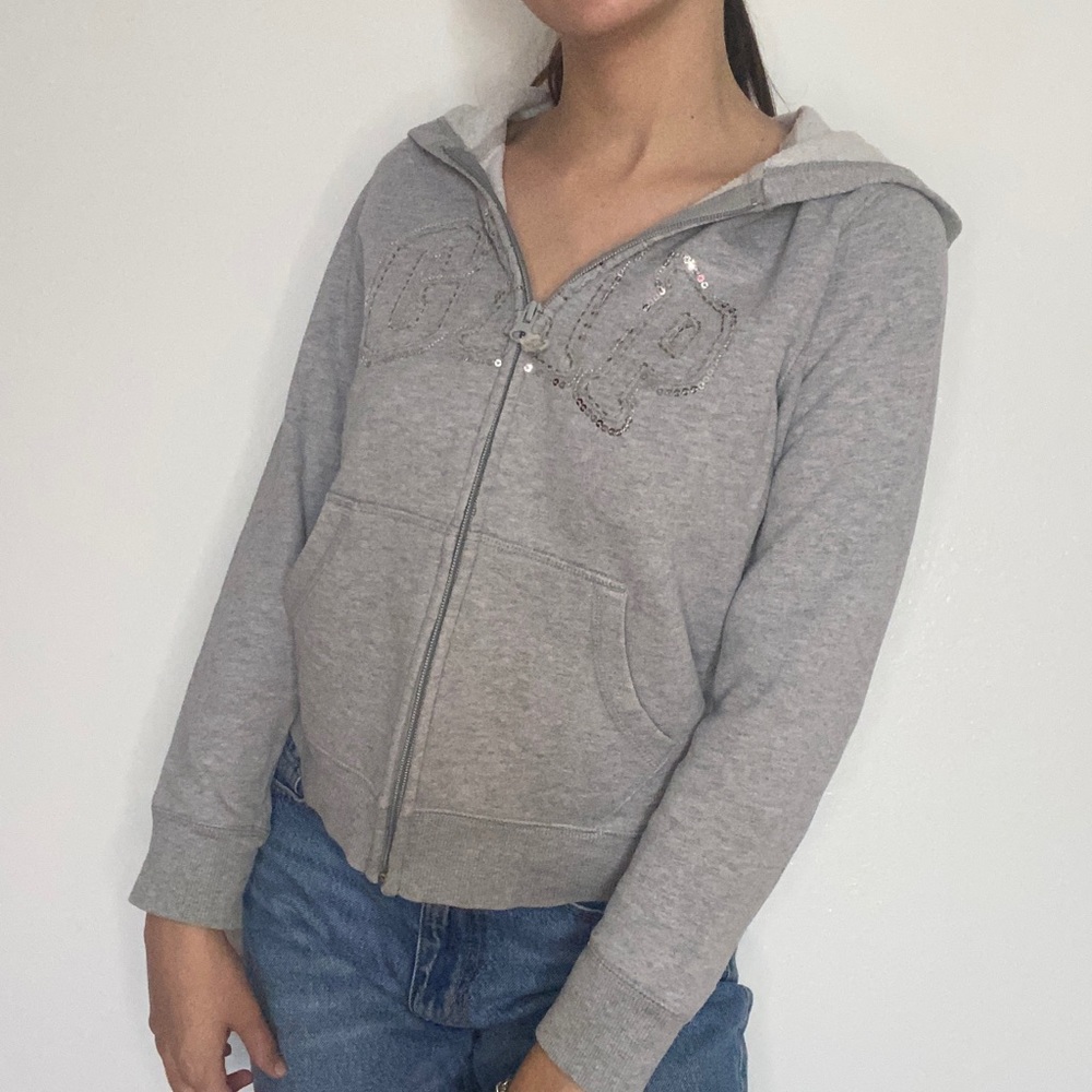 Grey Zip-Up Hooded Jacket, cropped look